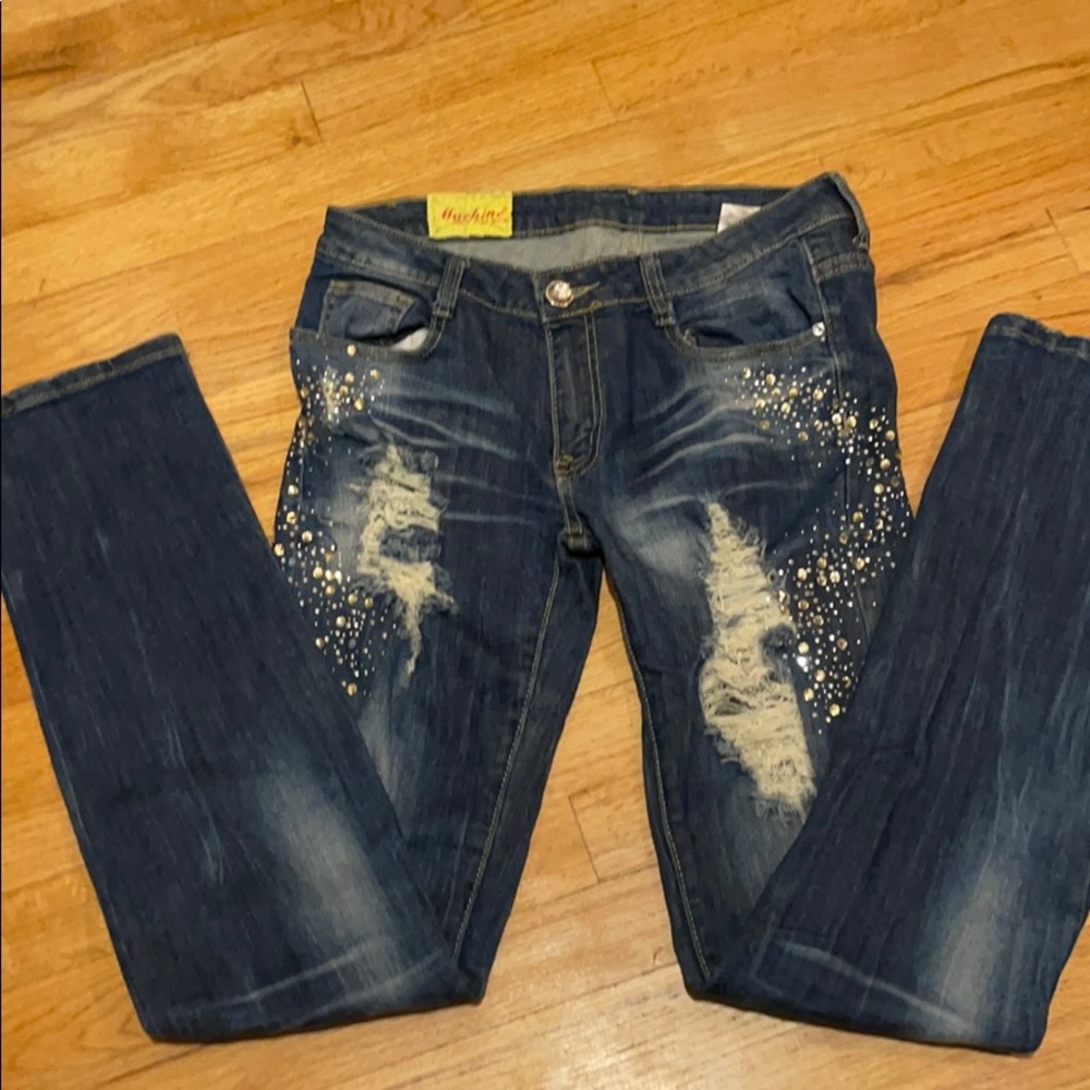 🔵Jeans, hole cut sequins✨✨